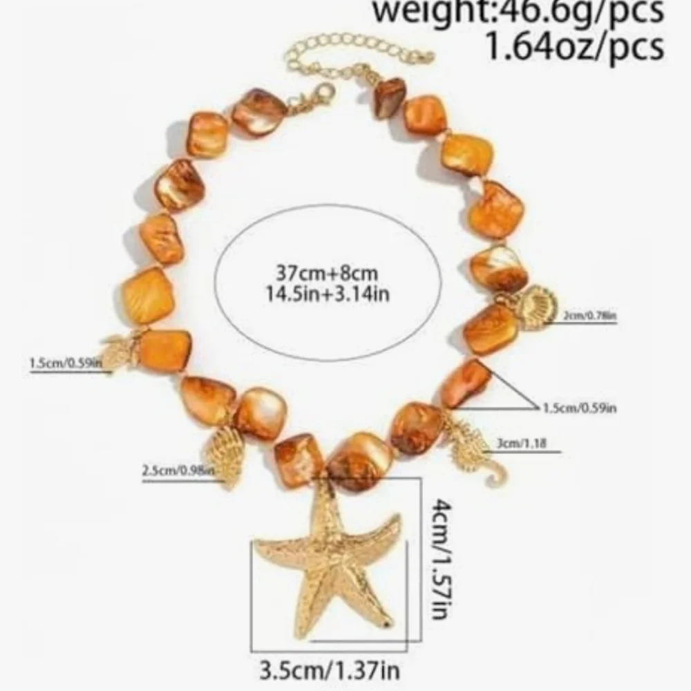 Gold and Orange Shell Necklace